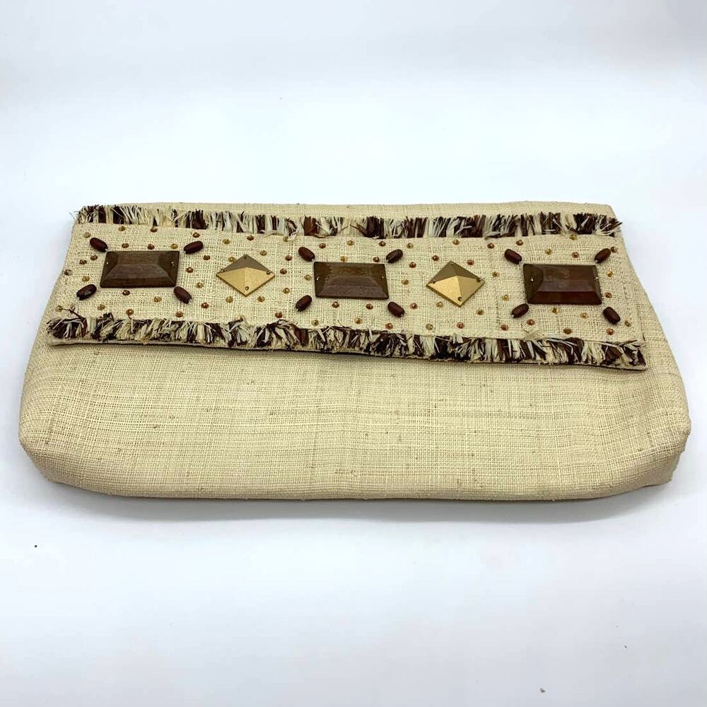 Banana Republic Raffia Clutch Womens Small Bag Brown Purse